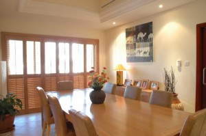 Cafe 2.5" stain wood shutters