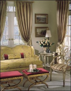 Living room with the warm look of draperies