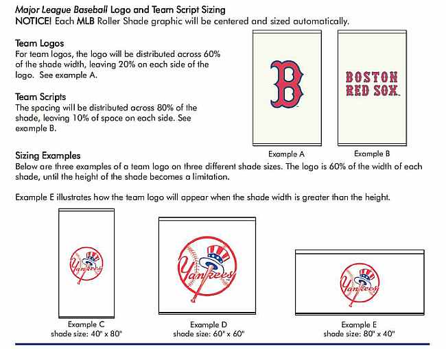 MLB Roller Shades specifications